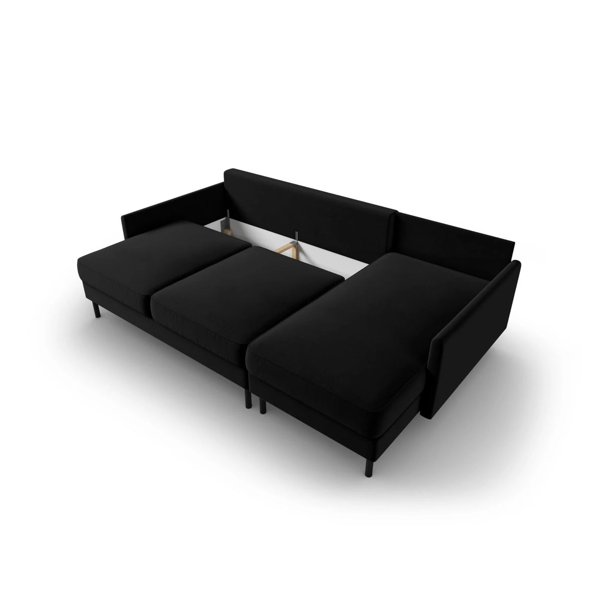 Scott 4-Sitzer Sofa, Rechte Seite, umwandelbar mit Schlaffunktion, mit Bezug aus Samt (Blu19) in Schwarz, 212x142 cm – Bild 7