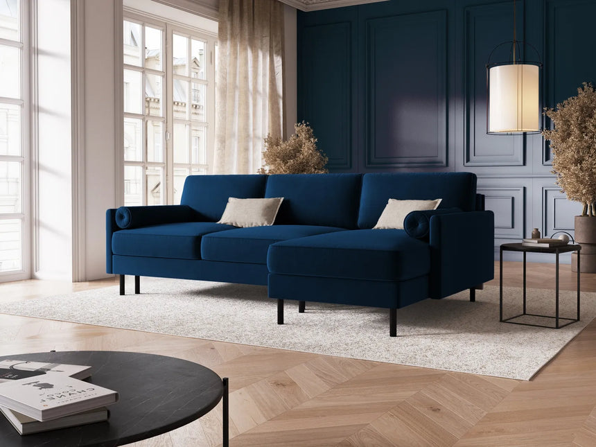 Scott 4-Sitzer Sofa, Rechte Seite, umwandelbar mit Schlaffunktion, mit Bezug aus Samt (Blu86) in Königsblau, 212x142 cm – Bild 2