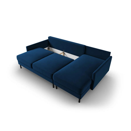 Scott 4-Sitzer Sofa, Rechte Seite, umwandelbar mit Schlaffunktion, mit Bezug aus Samt (Blu86) in Königsblau, 212x142 cm – Bild 7