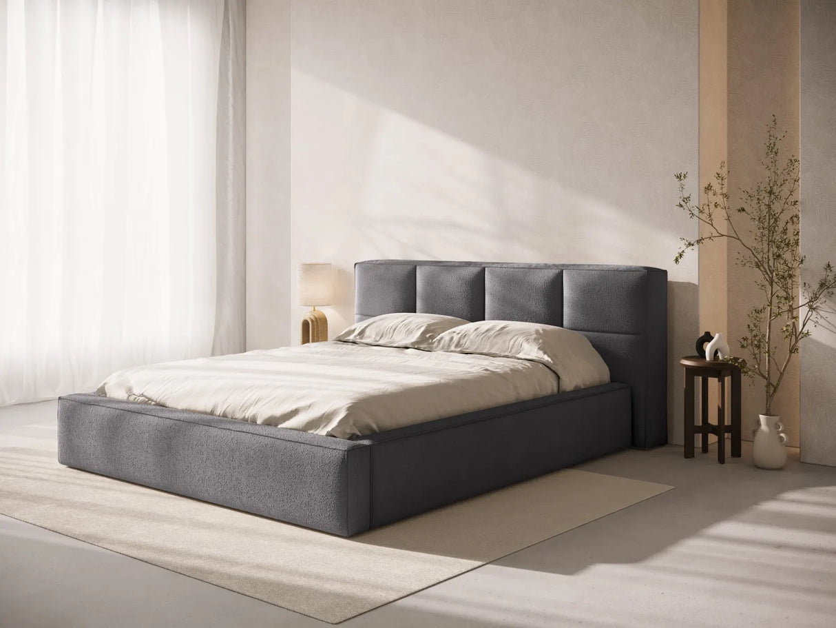 Simon Bett mit Stauraum in Boucle (LEG8) in Graphit, 180x200 cm – Bild 2
