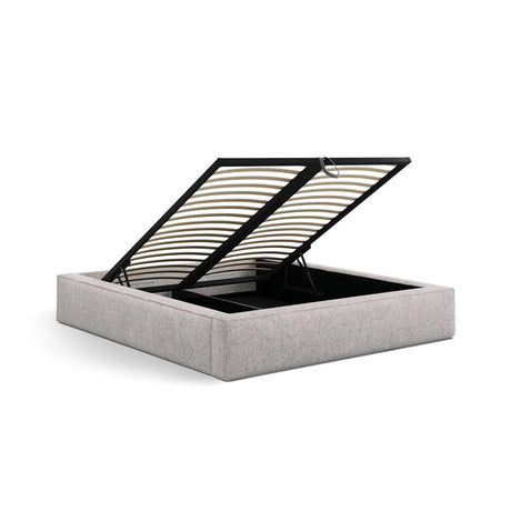 Simon Bett mit Stauraum in Boucle oder Strukturstoff, 200x200 cm – Bild 5