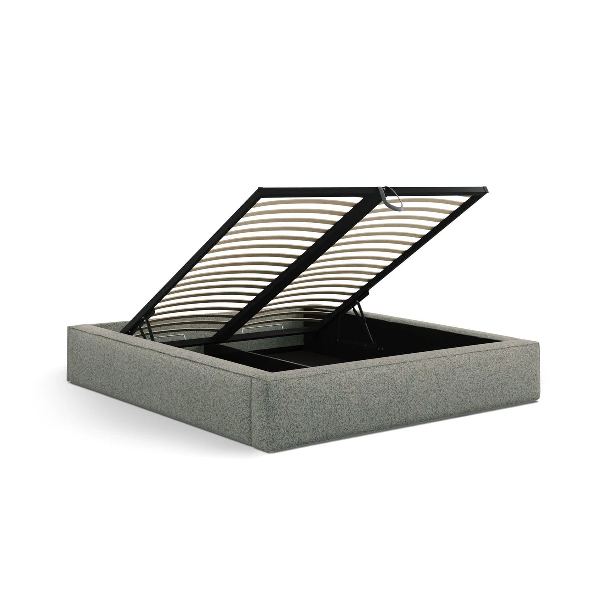 Simon Bett mit Stauraum in Strukturierter Stoff (Pue33) in Moss Green Melange, 160x200 cm – Bild 5