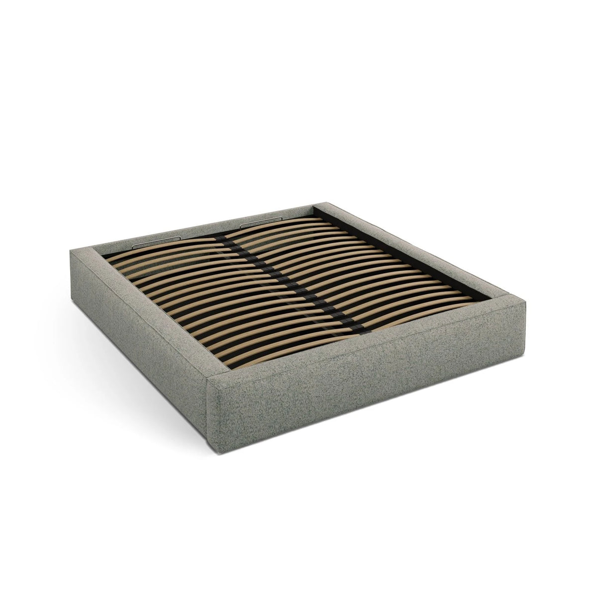 Simon Bett mit Stauraum in Strukturierter Stoff (Pue33) in Moss Green Melange, 200x200 cm – Bild 6