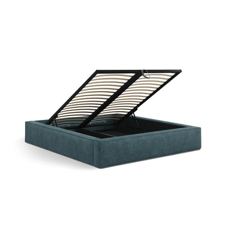 Simon Bett mit Stauraum in Strukturierter Stoff (Pue39) in Green Blue Melange, 160x200 cm – Bild 5