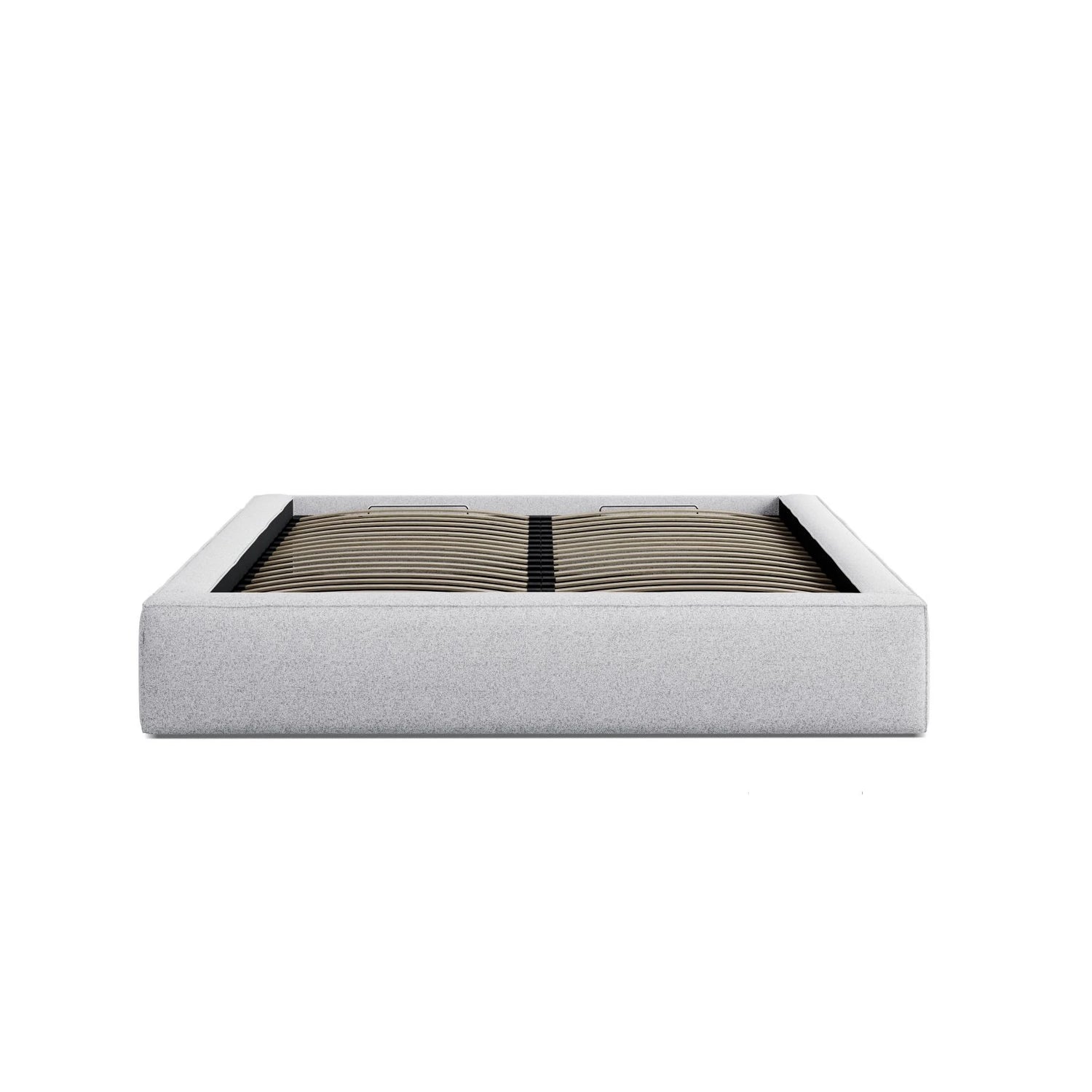 Simon Bett mit Stauraum in Strukturierter Stoff (Pue80) in Light Grey Melange, 160x200 cm – Bild 4