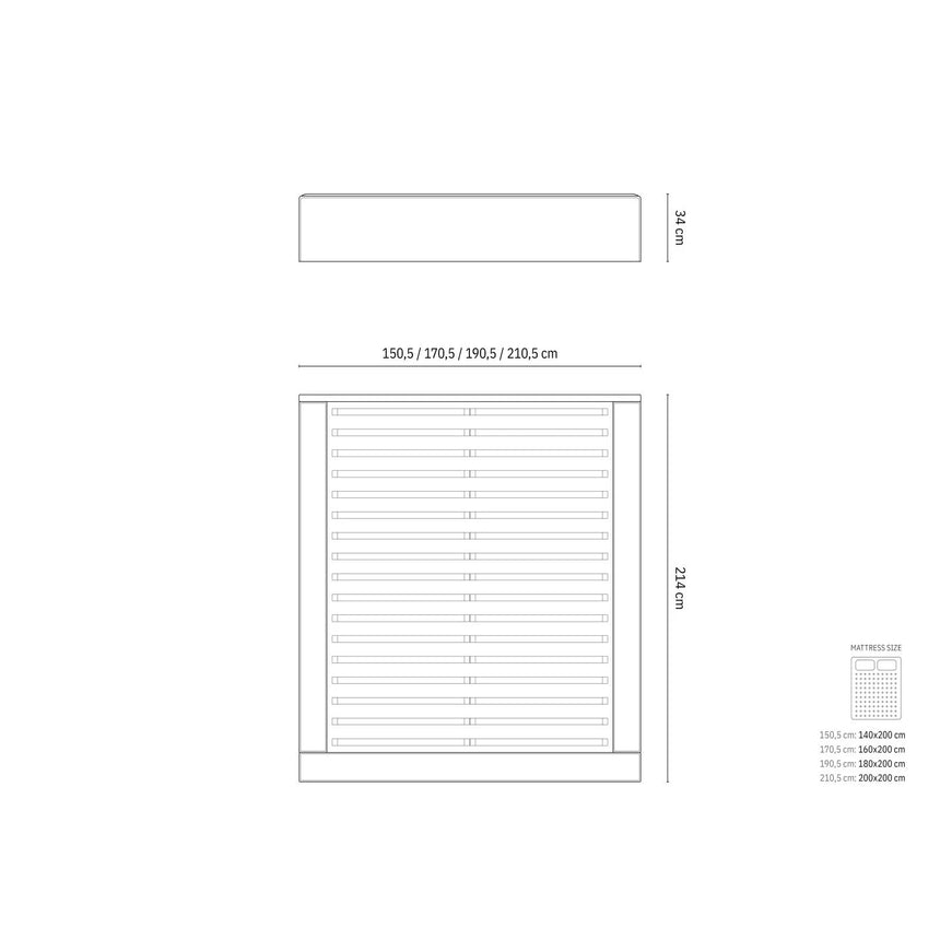 Simon Bett mit Stauraum in Strukturierter Stoff (Pue80) in Light Grey Melange, 180x200 cm – Bild 3