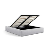 Simon Bett mit Stauraum in Strukturierter Stoff (Pue80) in Light Grey Melange, 200x200 cm – Bild 5