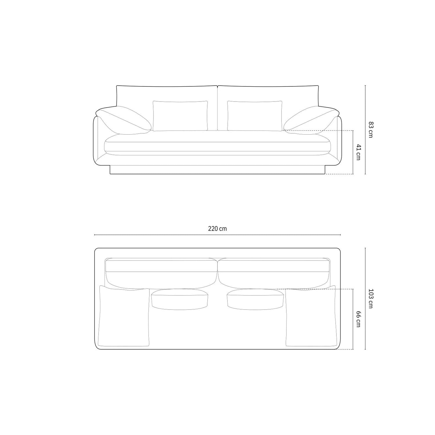 Torino 3-Sitzer Sofa aus Samt (CasLio) in Sand, 220x103 cm – Bild 2