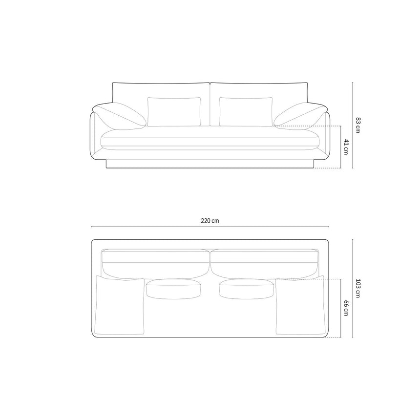 Torino 3-Sitzer Sofa aus Strukturierter Stoff (Win77) in Marineblau, 220x103 cm – Bild 2