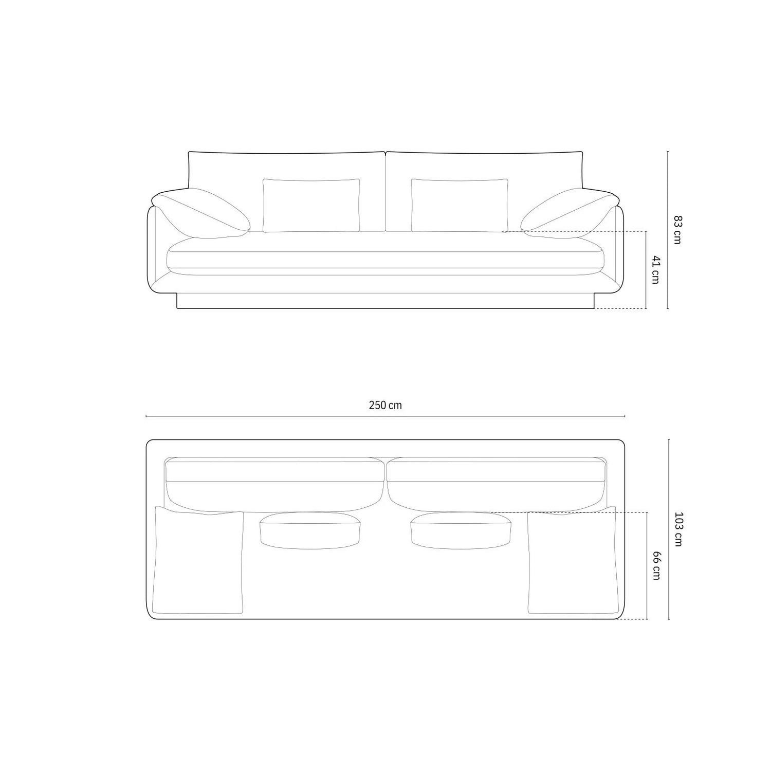 Torino 4-Sitzer Sofa aus Samt oder Strukturstoff, 250x103 cm – Bild 2