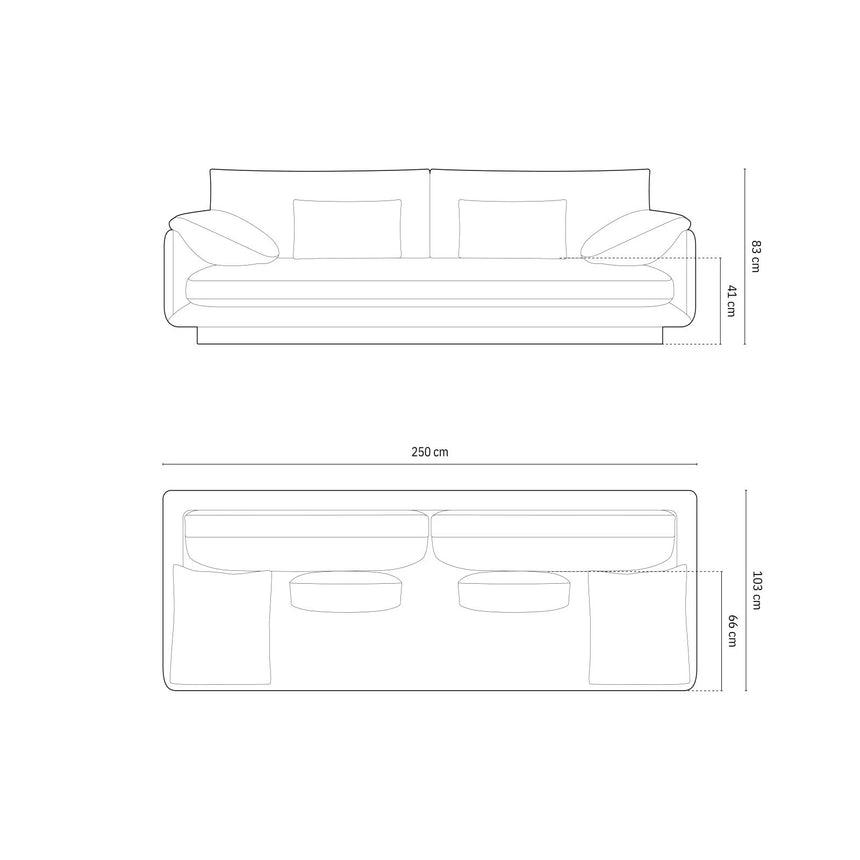 Torino 4-Sitzer Sofa aus Strukturierter Stoff (Win02) in Elfenbein, 250x103 cm – Bild 2