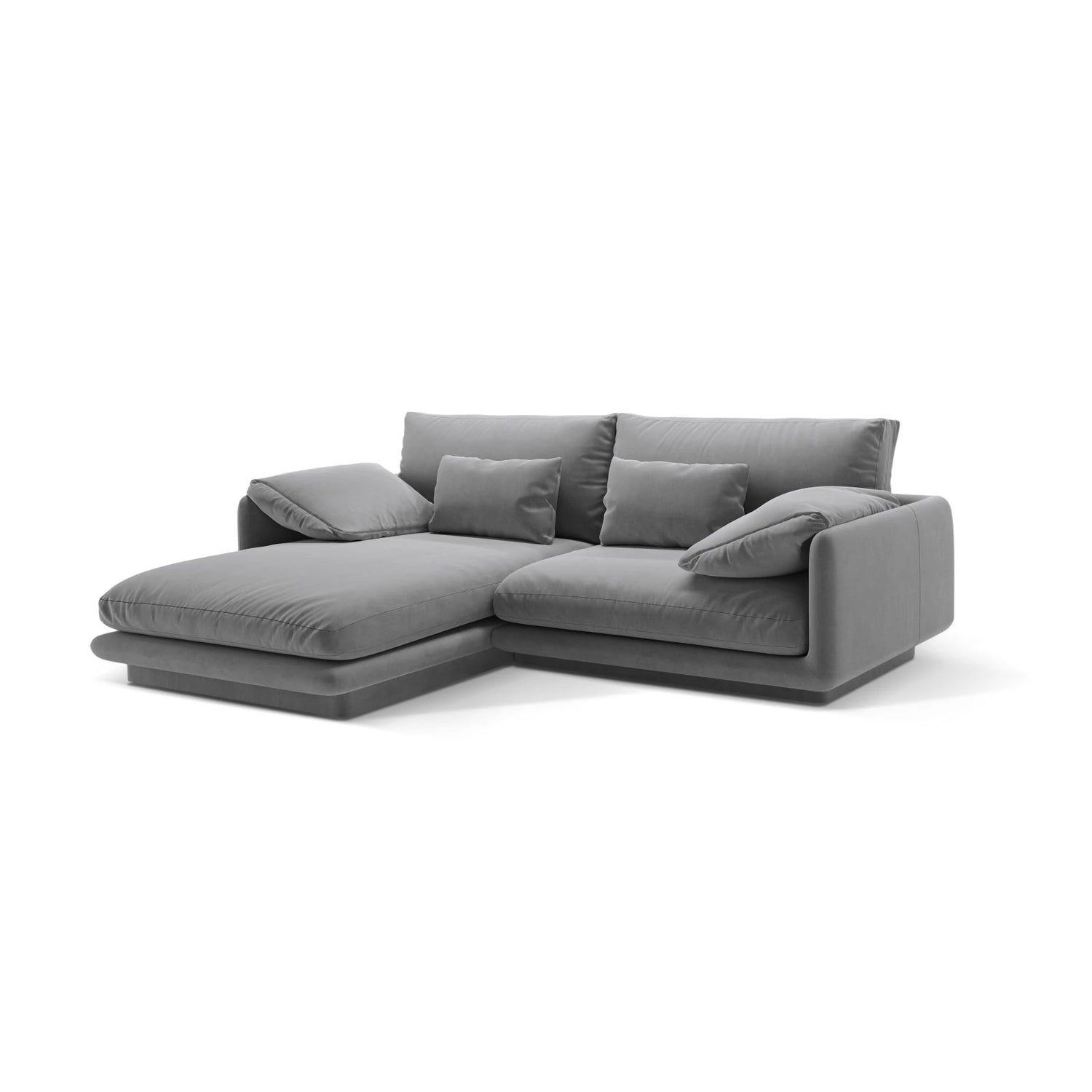 Torino Ecksofa, Linke Seite, aus Samt (CasAsh) in Hellgrau, 220x170 cm – Bild 3