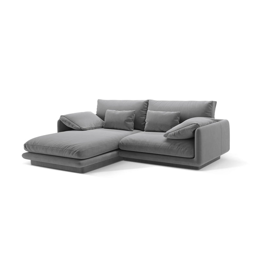 Torino Ecksofa, Linke Seite, aus Samt (CasAsh) in Hellgrau, 220x170 cm – Bild 3