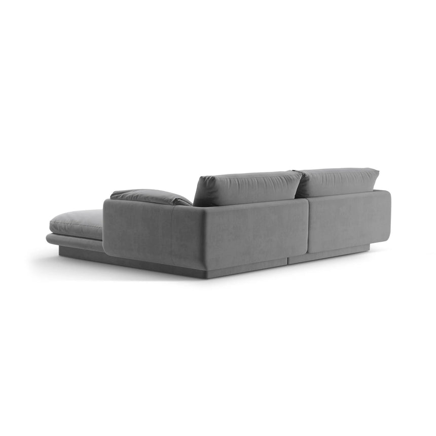 Torino Ecksofa, Linke Seite, aus Samt (CasAsh) in Hellgrau, 220x170 cm – Bild 4