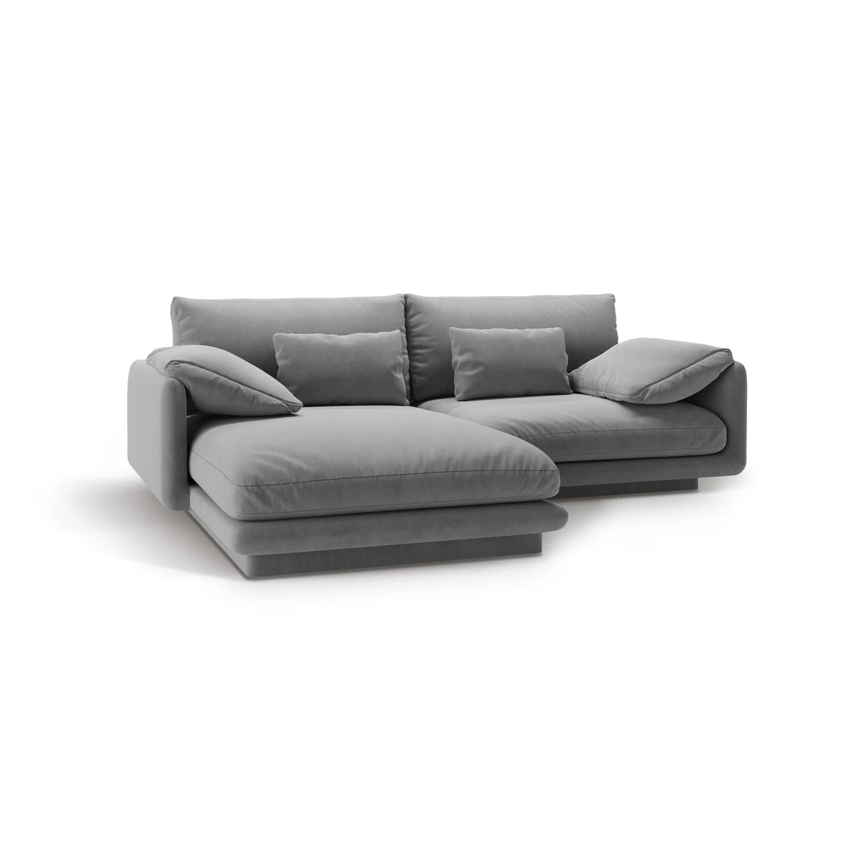 Torino Ecksofa, Linke Seite, aus Samt (CasAsh) in Hellgrau, 220x170 cm – Bild 5