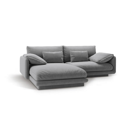 Torino Ecksofa, Linke Seite, aus Samt (CasAsh) in Hellgrau, 220x170 cm – Bild 5
