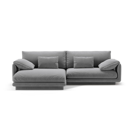 Torino Ecksofa, Linke Seite, aus Samt (CasAsh) in Hellgrau, 250x170 cm – Bild 1