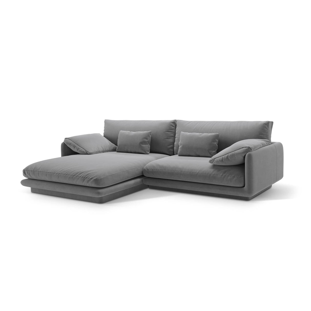 Torino Ecksofa, Linke Seite, aus Samt (CasAsh) in Hellgrau, 250x170 cm – Bild 3