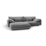 Torino Ecksofa, Linke Seite, aus Samt (CasAsh) in Hellgrau, 250x170 cm – Bild 5