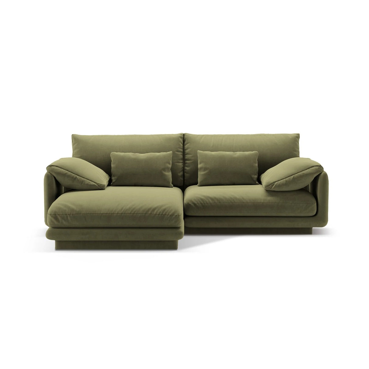 Torino Ecksofa, Linke Seite, aus Samt (CasFor) in Light Green, 220x170 cm – Bild 1