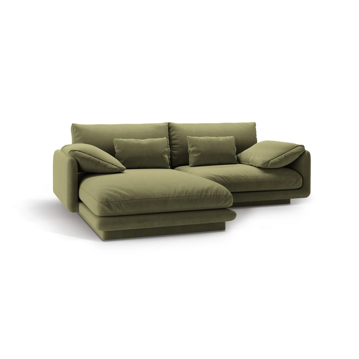Torino Ecksofa, Linke Seite, aus Samt (CasFor) in Light Green, 220x170 cm – Bild 5