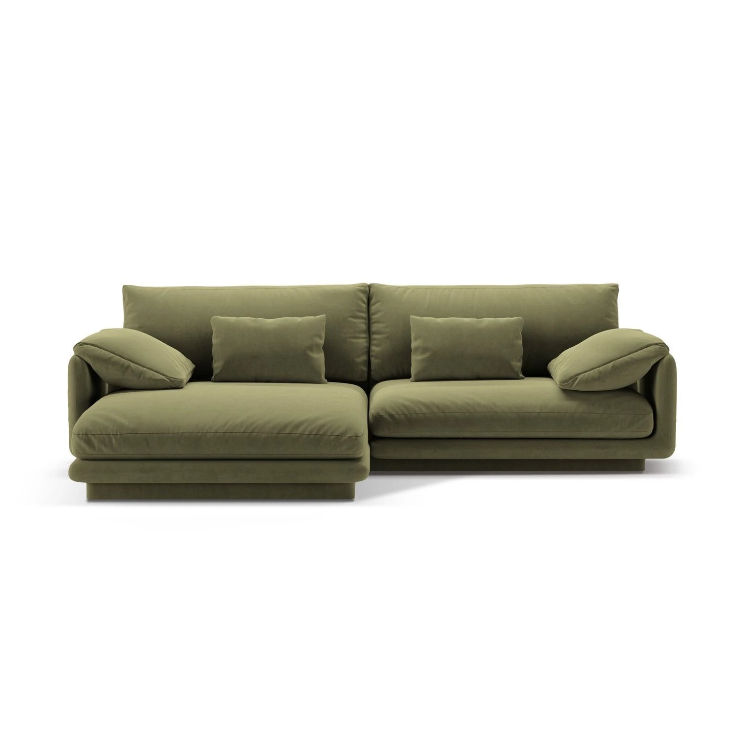 Torino Ecksofa, Linke Seite, aus Samt (CasFor) in Light Green, 250x170 cm – Bild 1