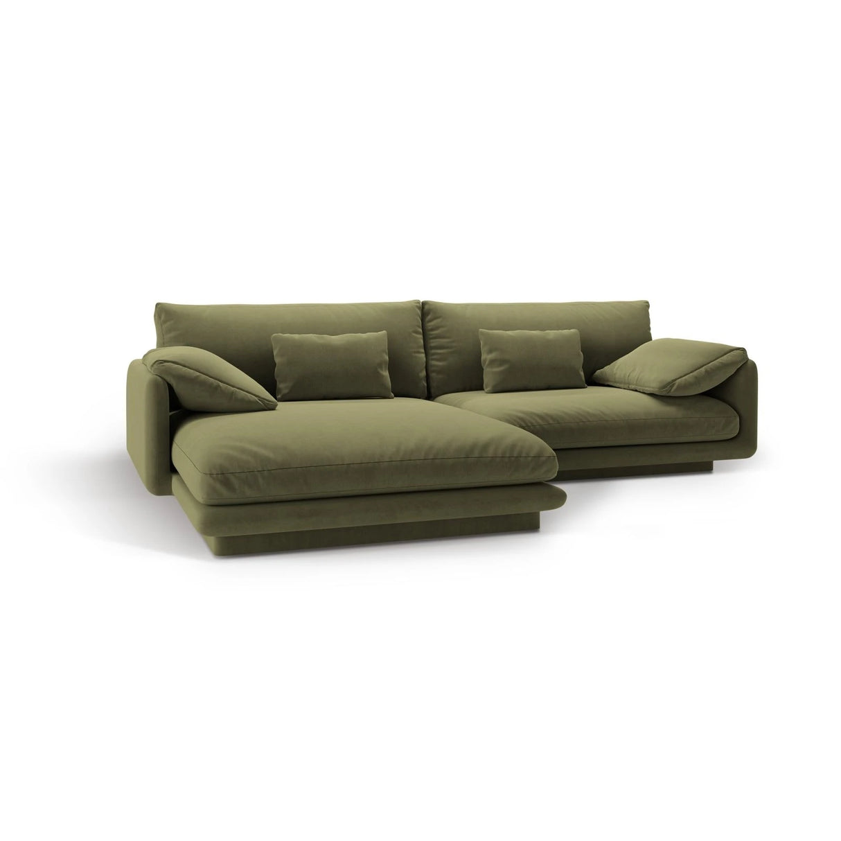 Torino Ecksofa, Linke Seite, aus Samt (CasFor) in Light Green, 250x170 cm – Bild 5