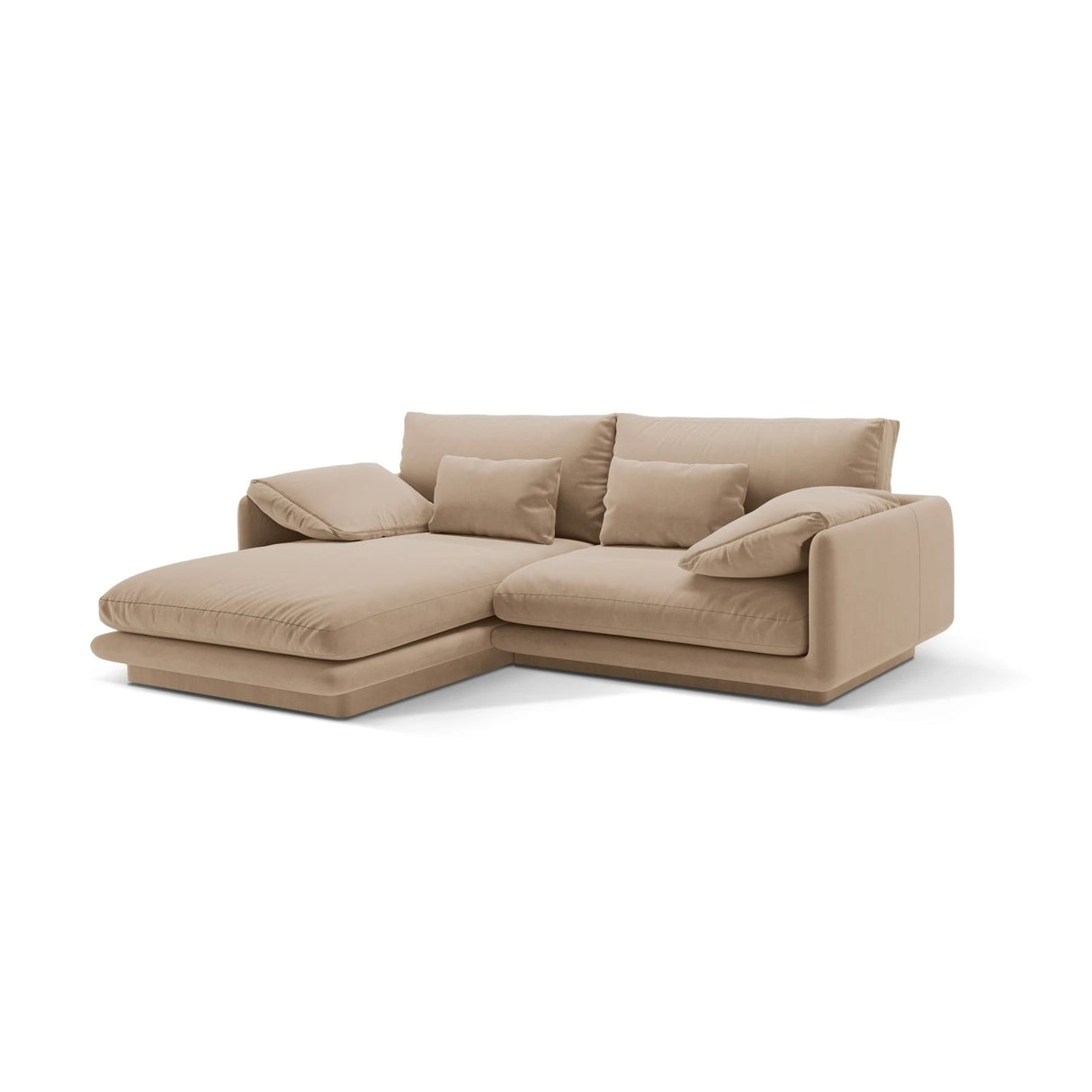 Torino Ecksofa, Linke Seite, aus Samt (CasLio) in Sand, 220x170 cm – Bild 3