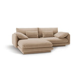 Torino Ecksofa, Linke Seite, aus Samt (CasLio) in Sand, 220x170 cm – Bild 5