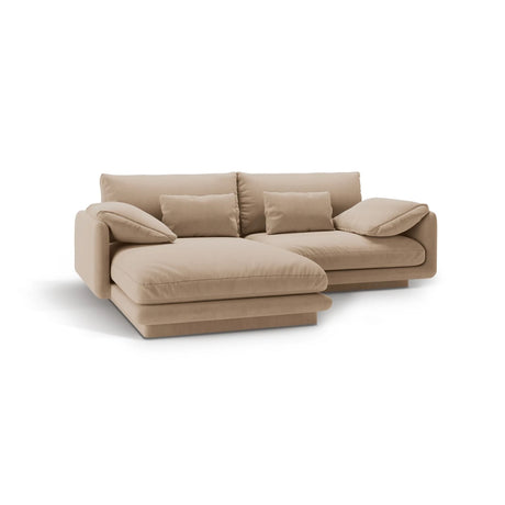 Torino Ecksofa, Linke Seite, aus Samt (CasLio) in Sand, 220x170 cm – Bild 5