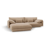 Torino Ecksofa, Linke Seite, aus Samt (CasLio) in Sand, 250x170 cm – Bild 5