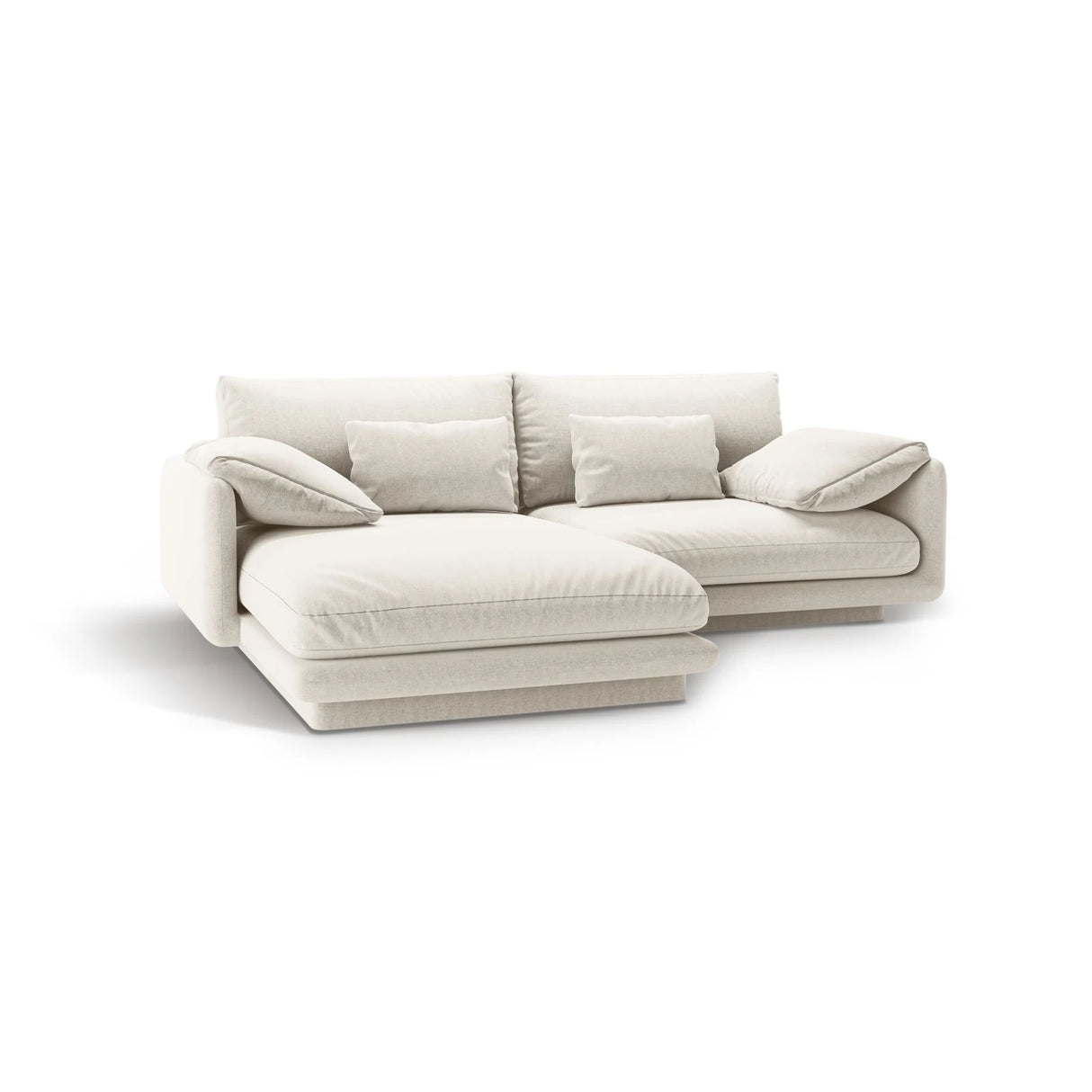 Torino Ecksofa, Linke Seite, aus Strukturierter Stoff (Win02) in Elfenbein, 220x170 cm – Bild 5