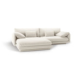 Torino Ecksofa, Linke Seite, aus Strukturierter Stoff (Win02) in Elfenbein, 250x170 cm – Bild 5