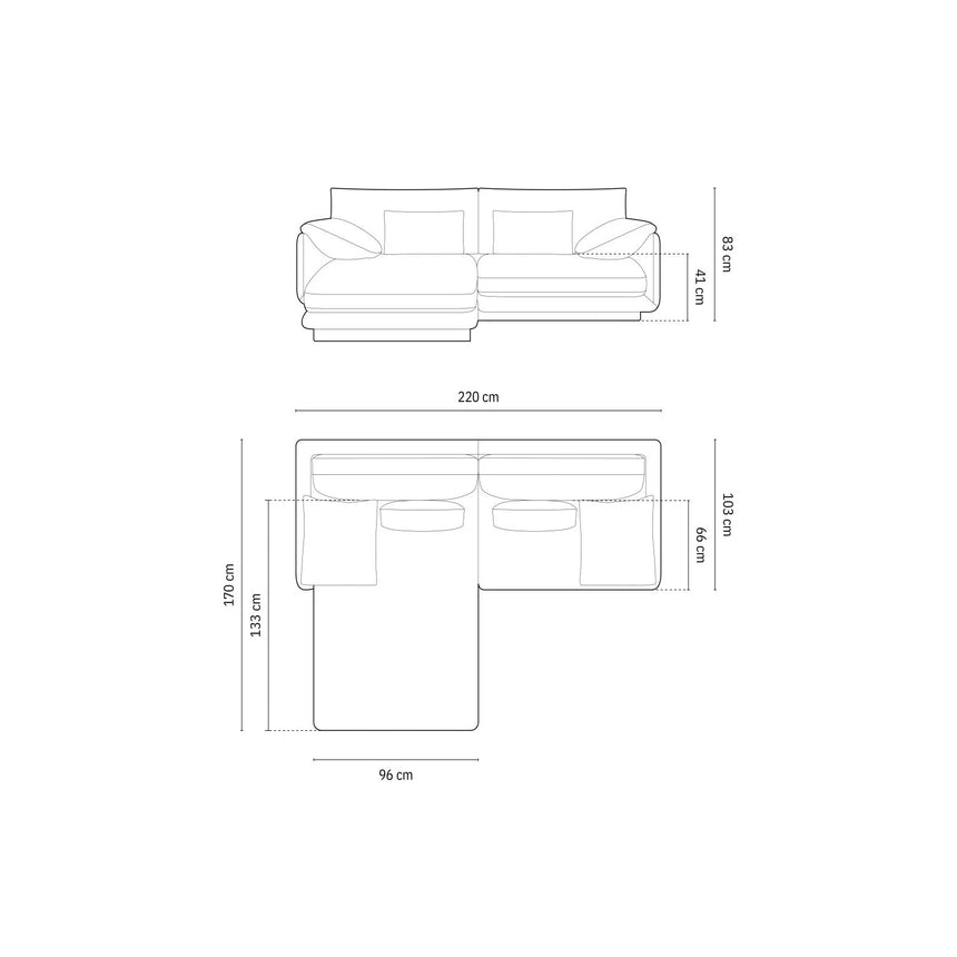 Torino Ecksofa, Linke Seite, aus Strukturierter Stoff (Win84) in Hellgrau, 220x170 cm – Bild 2