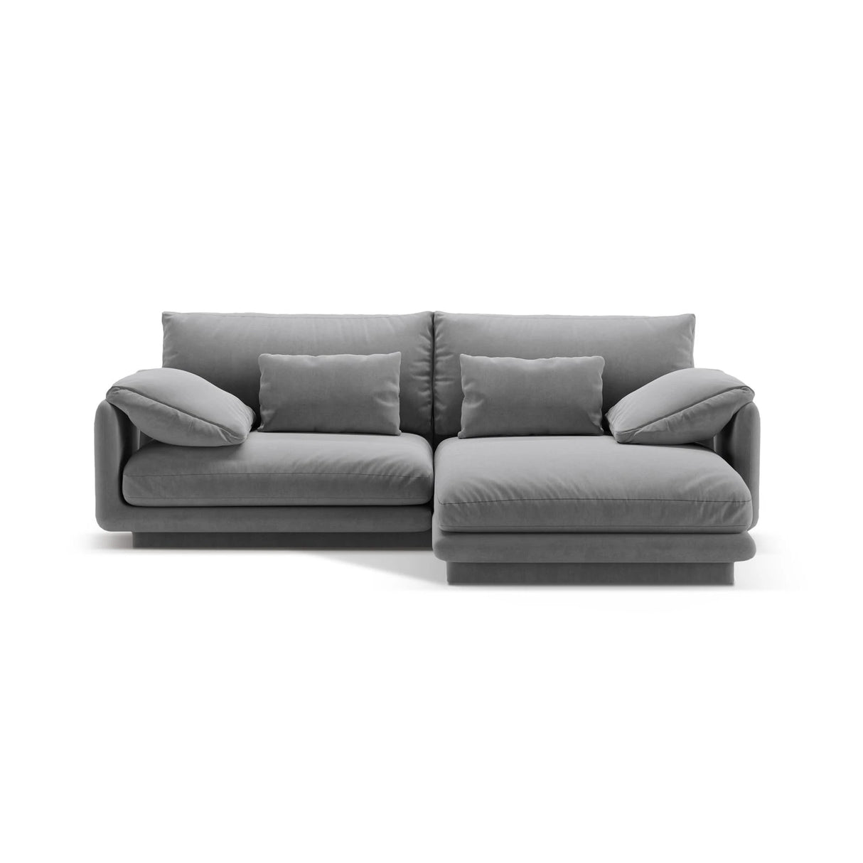 Torino Ecksofa, Rechte Seite, aus Samt (CasAsh) in Hellgrau, 220x170 cm – Bild 1