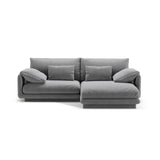 Torino Ecksofa, Rechte Seite, aus Samt (CasAsh) in Hellgrau, 220x170 cm – Bild 1