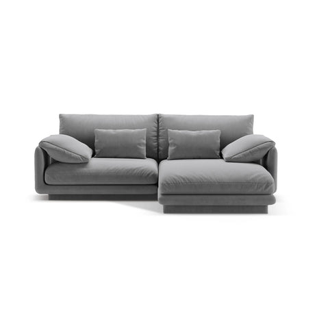 Torino Ecksofa, Rechte Seite, aus Samt (CasAsh) in Hellgrau, 220x170 cm – Bild 1