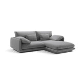 Torino Ecksofa, Rechte Seite, aus Samt (CasAsh) in Hellgrau, 220x170 cm – Bild 3