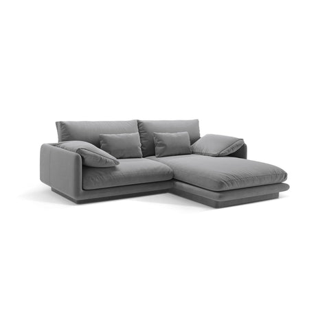 Torino Ecksofa, Rechte Seite, aus Samt (CasAsh) in Hellgrau, 220x170 cm – Bild 3