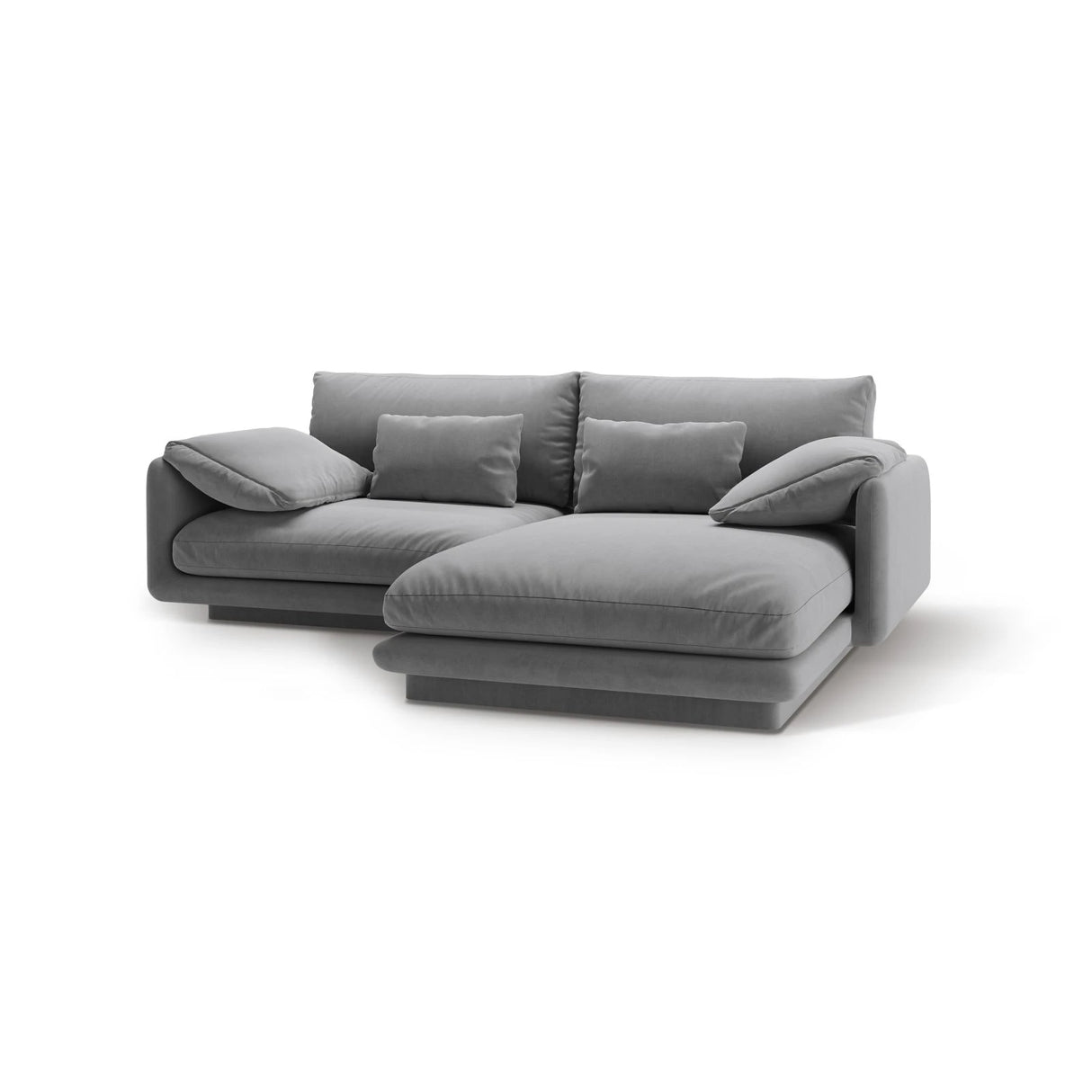 Torino Ecksofa, Rechte Seite, aus Samt (CasAsh) in Hellgrau, 220x170 cm – Bild 5