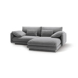 Torino Ecksofa, Rechte Seite, aus Samt (CasAsh) in Hellgrau, 220x170 cm – Bild 5