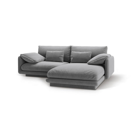 Torino Ecksofa, Rechte Seite, aus Samt (CasAsh) in Hellgrau, 220x170 cm – Bild 5