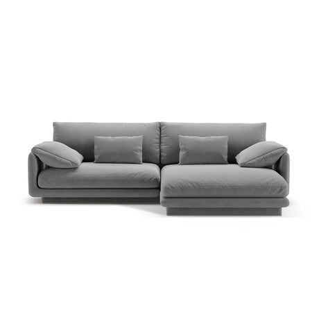 Torino Ecksofa, Rechte Seite, aus Samt (CasAsh) in Hellgrau, 250x170 cm – Bild 1