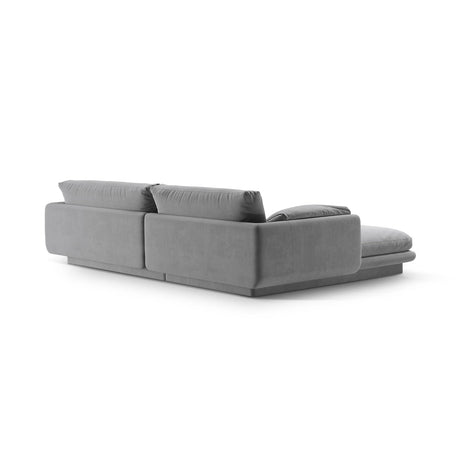 Torino Ecksofa, Rechte Seite, aus Samt (CasAsh) in Hellgrau, 250x170 cm – Bild 4