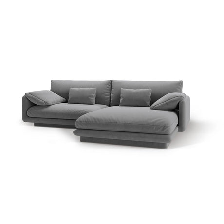 Torino Ecksofa, Rechte Seite, aus Samt (CasAsh) in Hellgrau, 250x170 cm – Bild 5