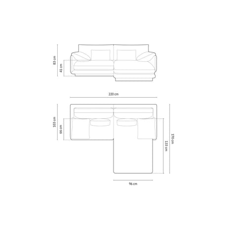 Torino Ecksofa, Rechte Seite, aus Samt (CasCuo) in Cuoio, 220x170 cm – Bild 2