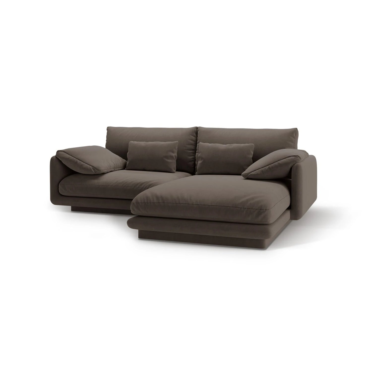 Torino Ecksofa, Rechte Seite, aus Samt (CasEbo) in Ebony, 220x170 cm – Bild 5