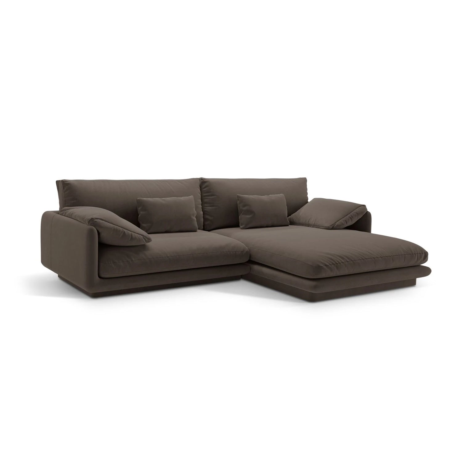 Torino Ecksofa, Rechte Seite, aus Samt (CasEbo) in Ebony, 250x170 cm – Bild 3