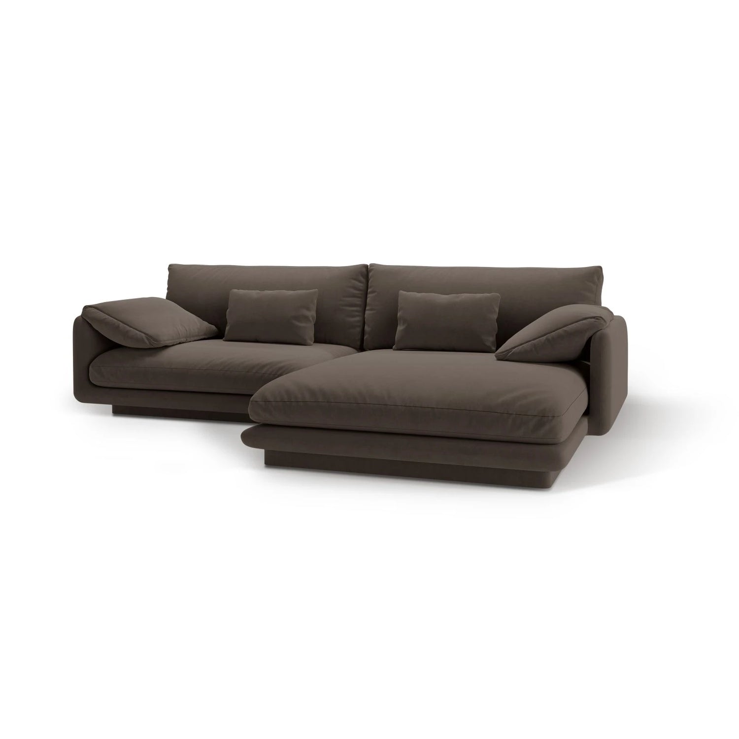 Torino Ecksofa, Rechte Seite, aus Samt (CasEbo) in Ebony, 250x170 cm – Bild 5
