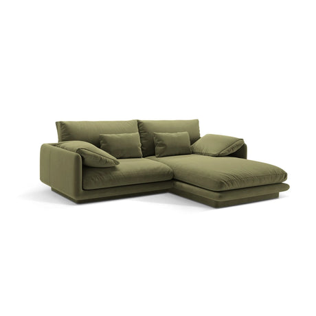 Torino Ecksofa, Rechte Seite, aus Samt (CasFor) in Light Green, 220x170 cm – Bild 3